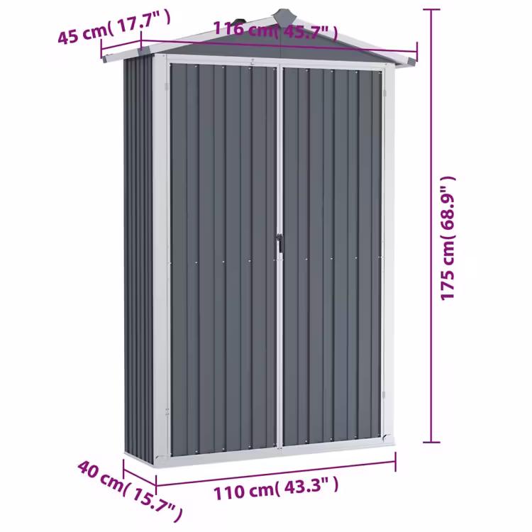 Tsingitud terasest aiakuur riiulitega 116 × 45 × 175 cm - Image 7