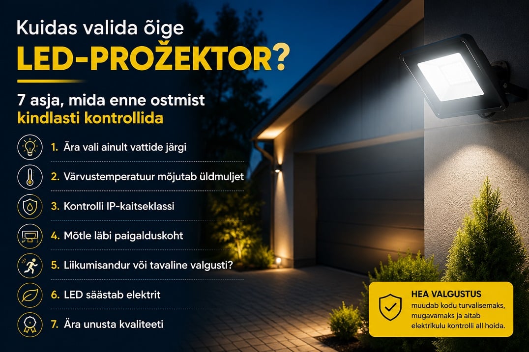 Kuidas valida õige LED prožektor 7 asja, mida enne ostmist kindlasti kontrollida